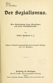 Cover of: Der Sozialismus by Victor Cathrein