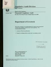 Cover of: Department of Livestock financial-compliance audit for the two fiscal years ended ...