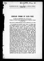 Cover of: Certain forms of club foot