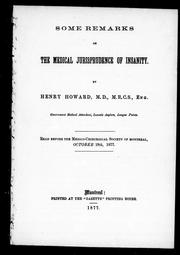 Cover of: Some remarks on the medical jurisprudence of insanity