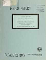 Cover of: Department of Military Affairs report on the examination of financial statements: two fiscal years ended June 30, 1982