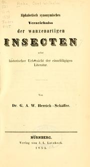 Cover of: Die wanzenartigen Insecten by Carl Wilhelm Hahn