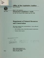 Cover of: Department of Natural Resources and Conservation financial compliance audit for two fiscal years ended ...: report to the legislature