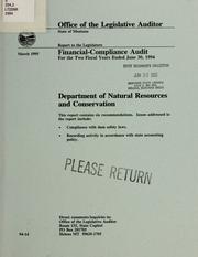 Cover of: Department of Natural Resources and Conservation financial compliance audit for two fiscal years ended ...: report to the legislature