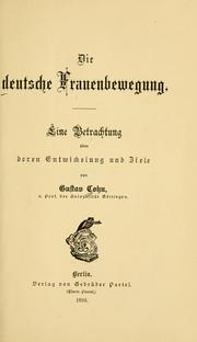 Cover of: Die deutsche Frauenbewegung. by Cohn, Gustav