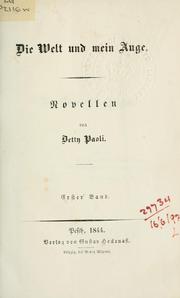 Cover of: Welt und mein Auge: Novellen.