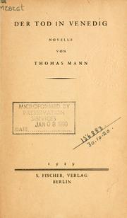 Cover of: Der Tod in Venedig by Thomas Mann