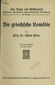 Cover of: Die griechische Komödie