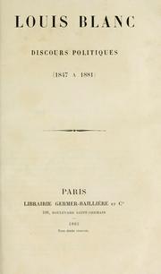 Cover of: Discours politiques (1847 à 1881)