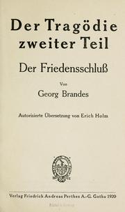 Cover of: Tragödie zweiter Teil: der Friedensschluss
