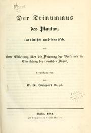 Cover of: Der Trinummus des Plautus by Titus Maccius Plautus