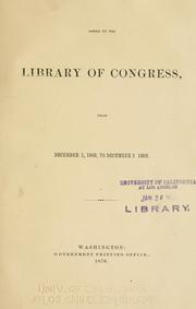 Cover of: Catalogue of books added to the Library of Congress, from December 1, 1868, to December 1, 1869.