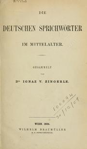 Cover of: Die deutschen Sprichwörter im Mittelalter.
