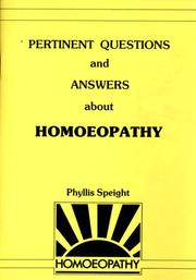 Cover of: Pertinent Questions and Answers about Homoeopathy