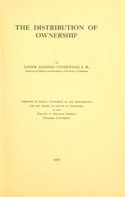 Cover of: The distribution of ownership