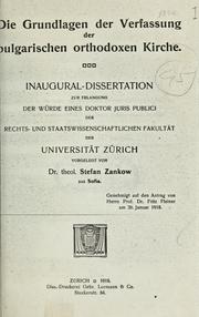 Cover of: Die Grundlagen der Verfassung der bulgarischen orthodoxen Kirche