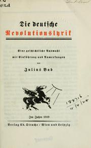 Cover of: deutsche Revolutionslyrik: eine geschichtliche Auswahl mit Einführung und Anmerkungen.