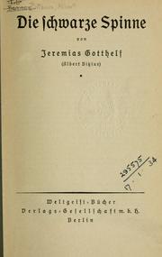 Cover of: Die schwarze Spinne by Jeremias Gotthelf