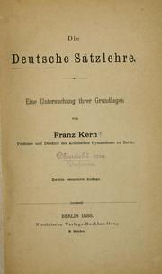 Cover of: Die deutsche Satzlehre. by Franz Georg Gustav Kern