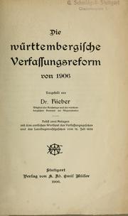 Die württembergische verfassungsreform von 1906 ... by Hieber,. Dr.