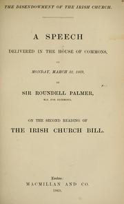 Cover of: disendowment of the Irish Church | Roundell Palmer