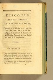 Cover of: Discours sur les colonies et la traite des noirs, prononcé le 26 février 1790