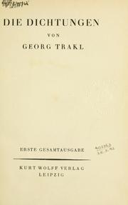 Cover of: Die Dichtungen. by Georg Trakl