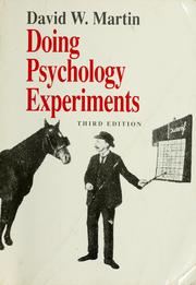 Cover of: Doing psychology experiments by David W. Martin