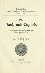 Cover of: Die Hanse und England by Stein, Walther