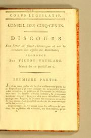 Cover of: Discours sur l'état de Saint-Domingue et sur la conduite des agens du Directoire by Vaublanc, Vincent Marie Viénot comte de