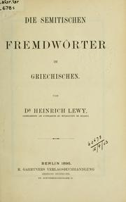 Cover of: Die semitischen Fremdwörter im griechischen