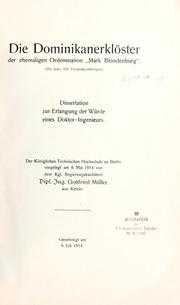 Cover of: Die Dominikanerklöster der ehemaligen Ordensnation "Mark Brandenbrug." by Gottfried Müller