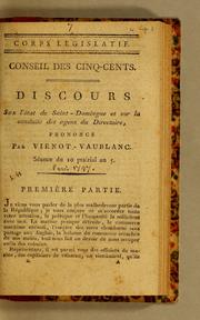 Cover of: Discours sur l'état de Saint-Domingue et sur la conduite des agens du Directoire