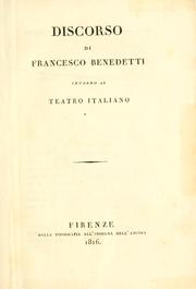 Cover of: Discorso intorno al teatro italiano.