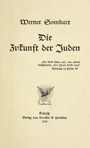 Cover of: Die zukunft der Juden by Werner Sombart