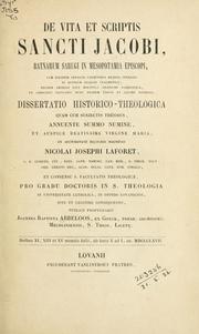 Cover of: De vita et scriptis Sancti Jacobi Batnarum Sarugi in Mesopotamia Episcopi.