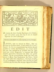 Cover of: Édit de réunion des deux Conseils supérieurs de la colonie by France