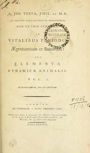 Cover of: De vitalibus periodis aegrotantium et sanorum, seu Elementa dynamicae animalis.