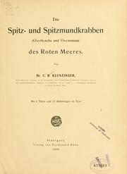 Cover of: Spitz- und Spitzmundkrabben (Oxyrhyncha und Oxystomata) des Roten Meeres.