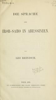 Cover of: Die Sprache der Iron-Saho in Abessinien. by Leo Reinisch
