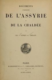 Cover of: Documents juridiques de l'Assyrie et de la Chaldée