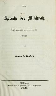 Cover of: Die Sprache der Mischnah