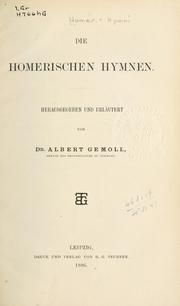 Cover of: Die homerischen Hymnen by Όμηρος (Homer)