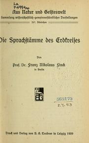 Cover of: Die sprachstämme des erdkreises by Franz Nikolaus Finck