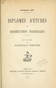 Cover of: Diplômes d'études et dissertations inaugurales: étude de statistique comparée.