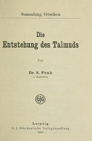 Cover of: Die Entstehung des Talmuds.