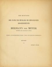 Cover of: Die statik und mechanik der quadrupeden an dem skelet und den muskeln eines lemur und eines choloepus