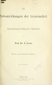 Cover of: Die Nebenwirkungen der Arzneimittel. by Lewin, Louis