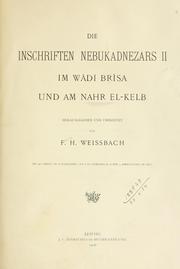 Cover of: Die Inschriften Nebukadnezars II im Wâd Brîs und am Nahr El-Kelb by Franz Heinrich Weissbach