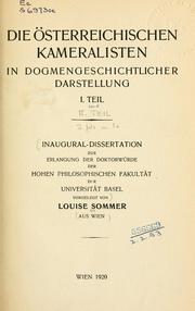 Cover of: österreichischen Kameralisten in dogmengeschichtlicher Darstellung.